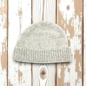 Handmade Alpaca Knit Cuff Beanie Gray Winter Hat for Men Warm Gift Idea NEW